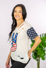 Load image into Gallery viewer, BiBi Patriotic Peace Sign Sequin Graphic Tee
