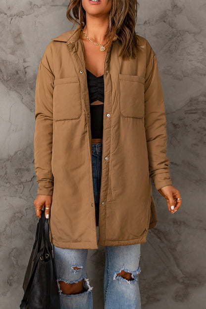 Snap Down Side Slit Jacket with Pockets