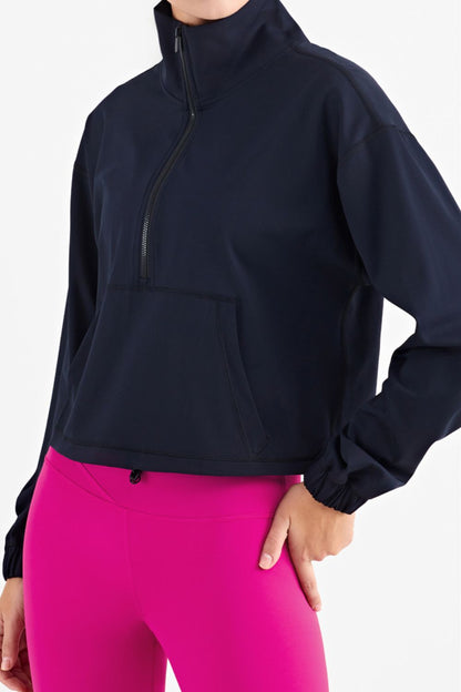 Half-Zip Dropped Shoulder Sports Top