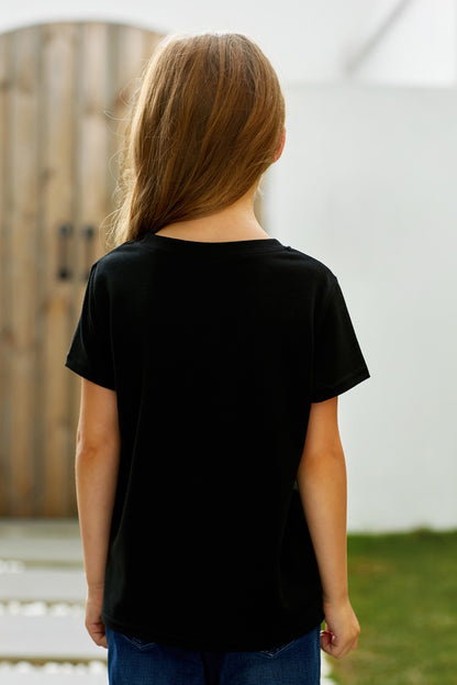 Girls Graphic Round Neck Tee Shirt