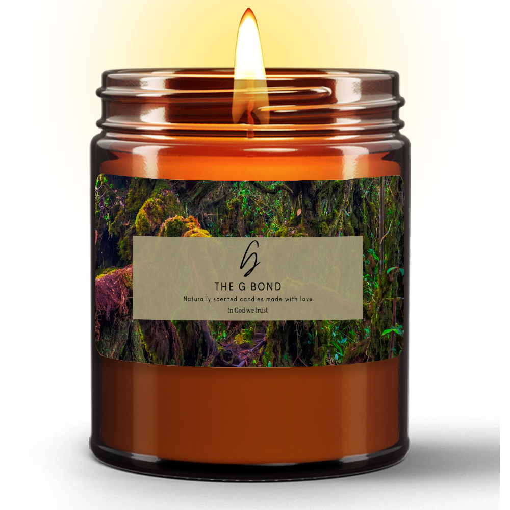 Mossy Forest Natural Wax Candle in Amber Jar