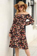 Load image into Gallery viewer, Floral Off Shoulder Long Sleeve Dress
