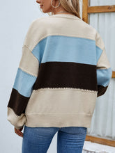 Load image into Gallery viewer, Color Block Lantern Sleeve Button Down Cardigan
