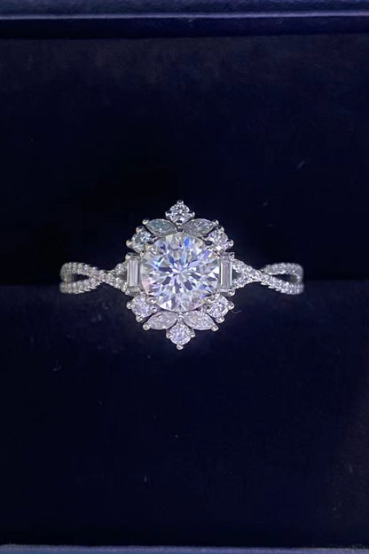 Floral Moissanite Crisscross Ring