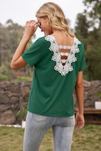 Load image into Gallery viewer, Contrast Crochet Lace Back Top

