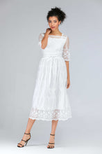 Load image into Gallery viewer, Scalloped Lace Half Sleeve Midi Dress
