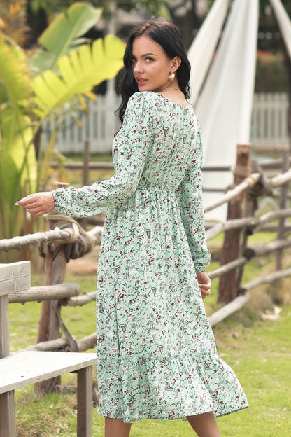 Full Size Range Ditsy Floral Long Sleeve Dress