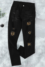 Load image into Gallery viewer, Leopard Patch Skinny Jeans
