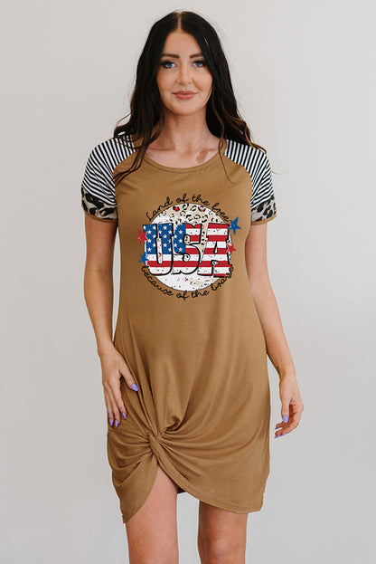 USA Star and Stripe Graphic Twisted Dress