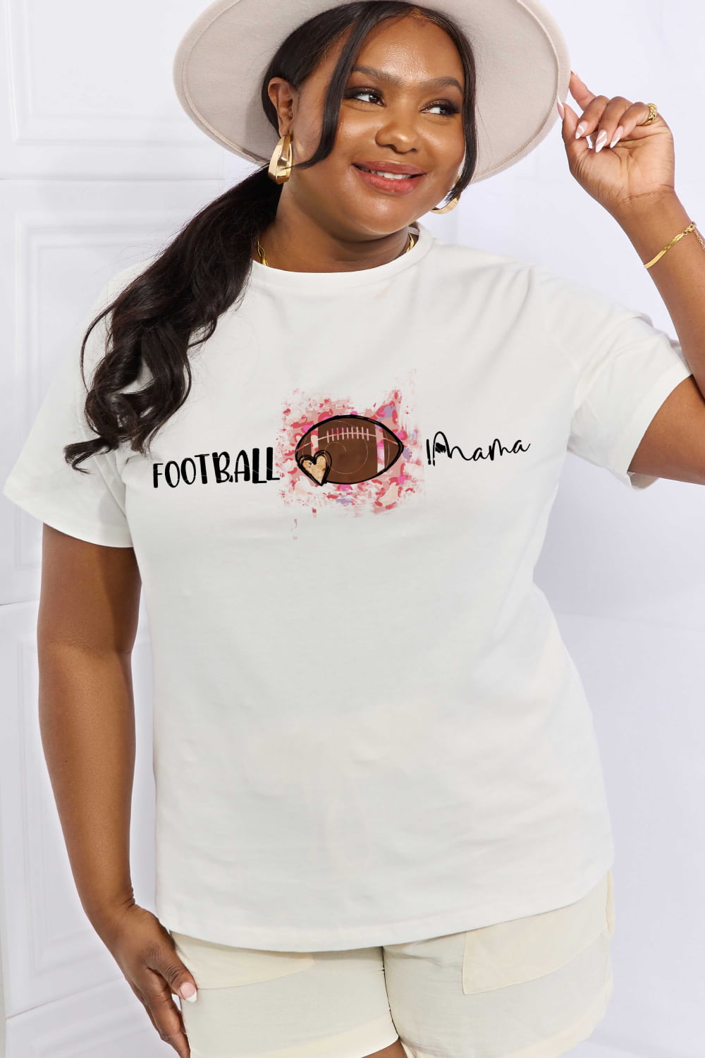 Simply Love Full Size FOOTBALL MAMA Graphic Cotton Tee