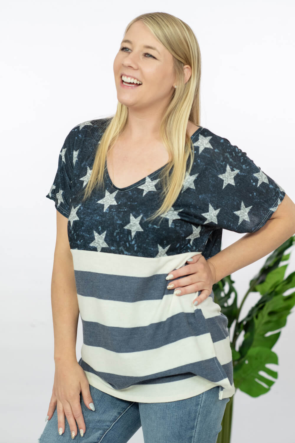 BiBi Home of the Brave Flag Print Tee