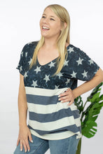Load image into Gallery viewer, BiBi Home of the Brave Flag Print Tee
