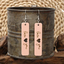 Load image into Gallery viewer, Heart Cutout Wooden Dangle Earrings
