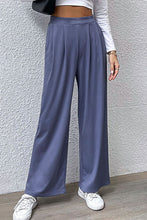 Load image into Gallery viewer, Pleated Detail Wide-Leg Pants with Pockets
