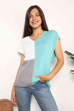 Load image into Gallery viewer, Double Take Color Block V-Neck Knit Top
