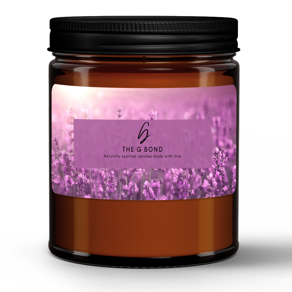 Lavender Fields Natural Wax Candle in Amber Jar