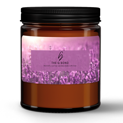 Lavender Fields Natural Wax Candle in Amber Jar