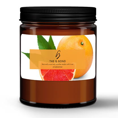 Grapefruit Bliss Natural Wax Candle in Amber Jar