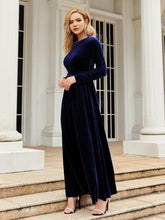 Load image into Gallery viewer, Tie Front Round Neck Long Sleeve Maxi Dress
