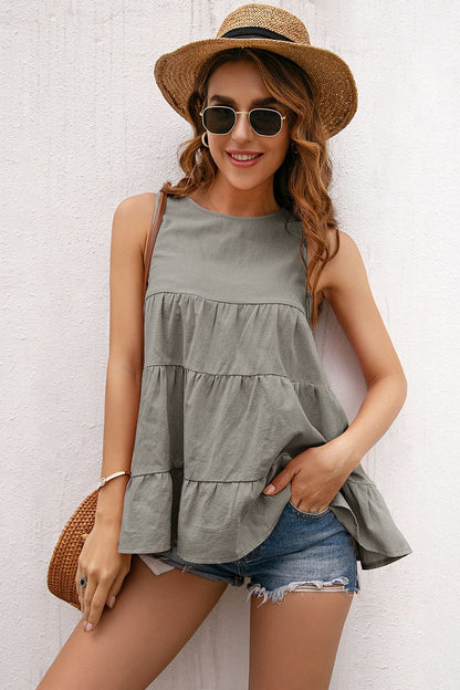 Tiered Layer Ruffle Hem Top