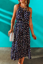 Load image into Gallery viewer, Polka Dot Belted Sleeveless Maxi Tiered Dress
