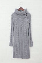 Load image into Gallery viewer, Buttoned Cowl Neck Sweater Dress
