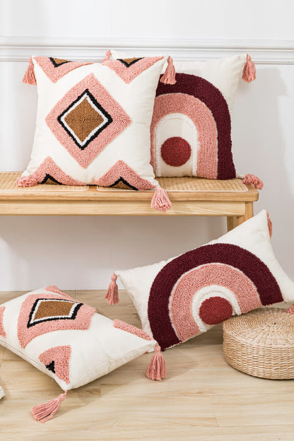 4 Styles Geometric Graphic Tassel Pillow Cover