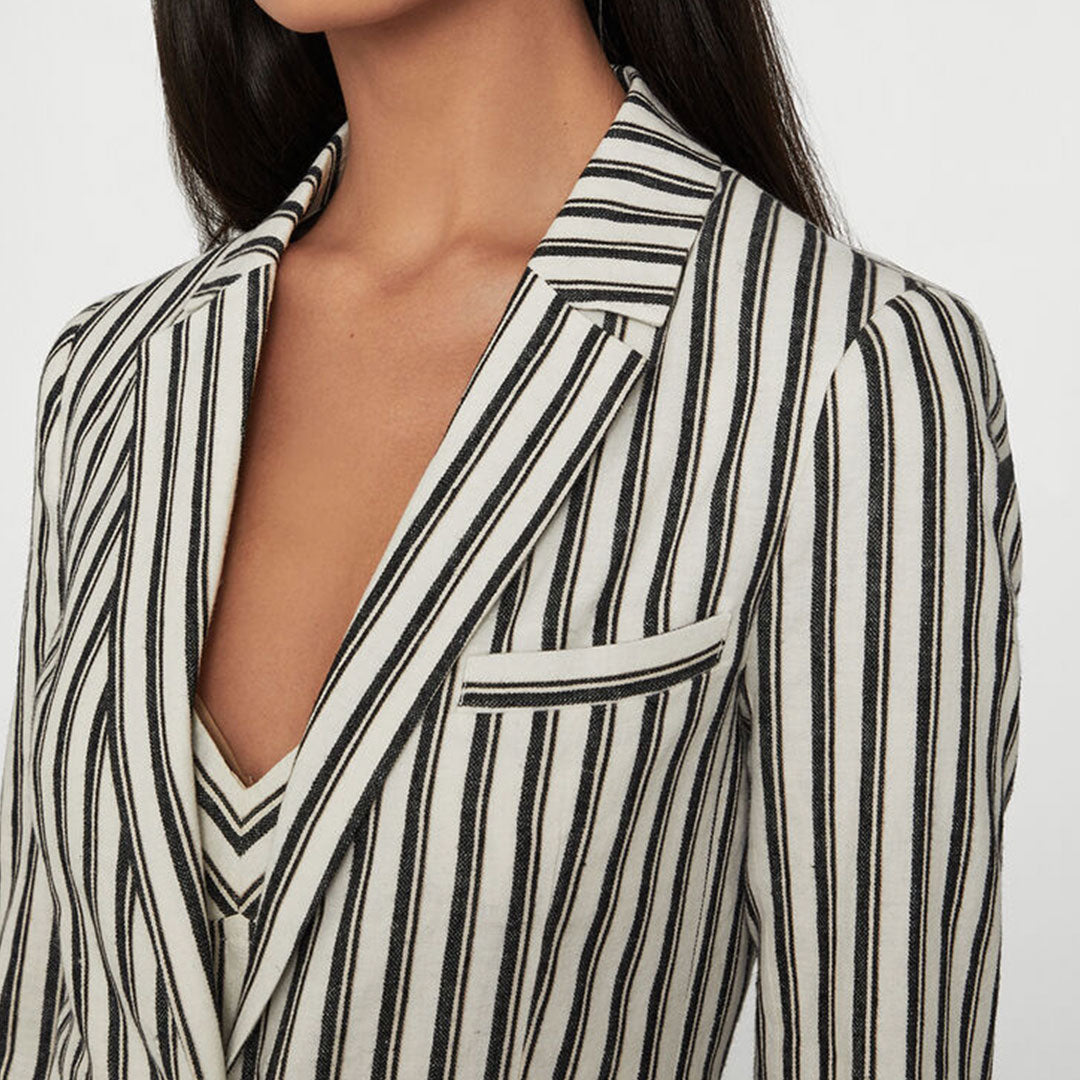 Cotton Linen Striped Blazer