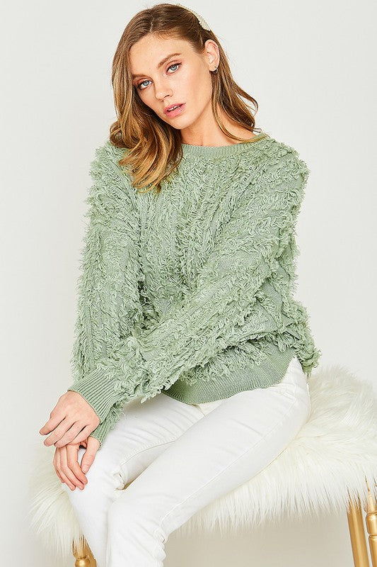 Vine & Love Textured Fuzzy Sweater