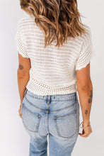 Load image into Gallery viewer, Scalloped Trim Openwork Knit Cropped Top
