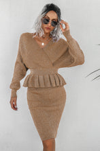 Load image into Gallery viewer, Peplum Dolman Sleeve Rib-Knit Top and Skirt Set
