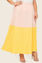 Load image into Gallery viewer, Plus Elastic Waist Pink &amp; Yellow Pleated Skirt
