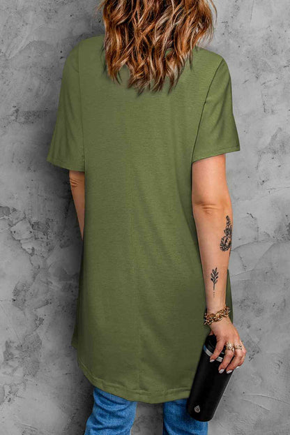 Round Neck Short Sleeve Tunic Tee