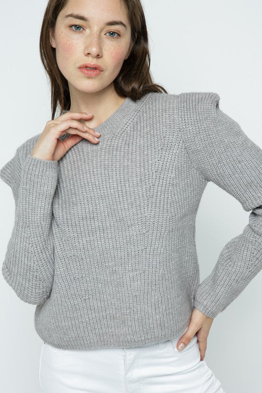 Structured Puff Shoulder Sweater