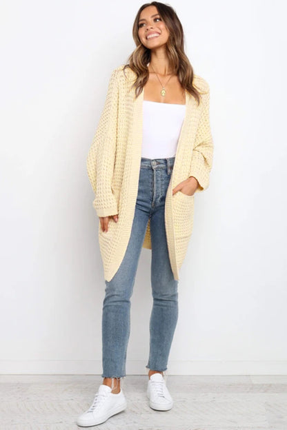 Open Front Pocket Chunky Knit Cardigan