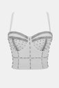 Rhinestone Trim Adjustable Strap Bustier with Boning