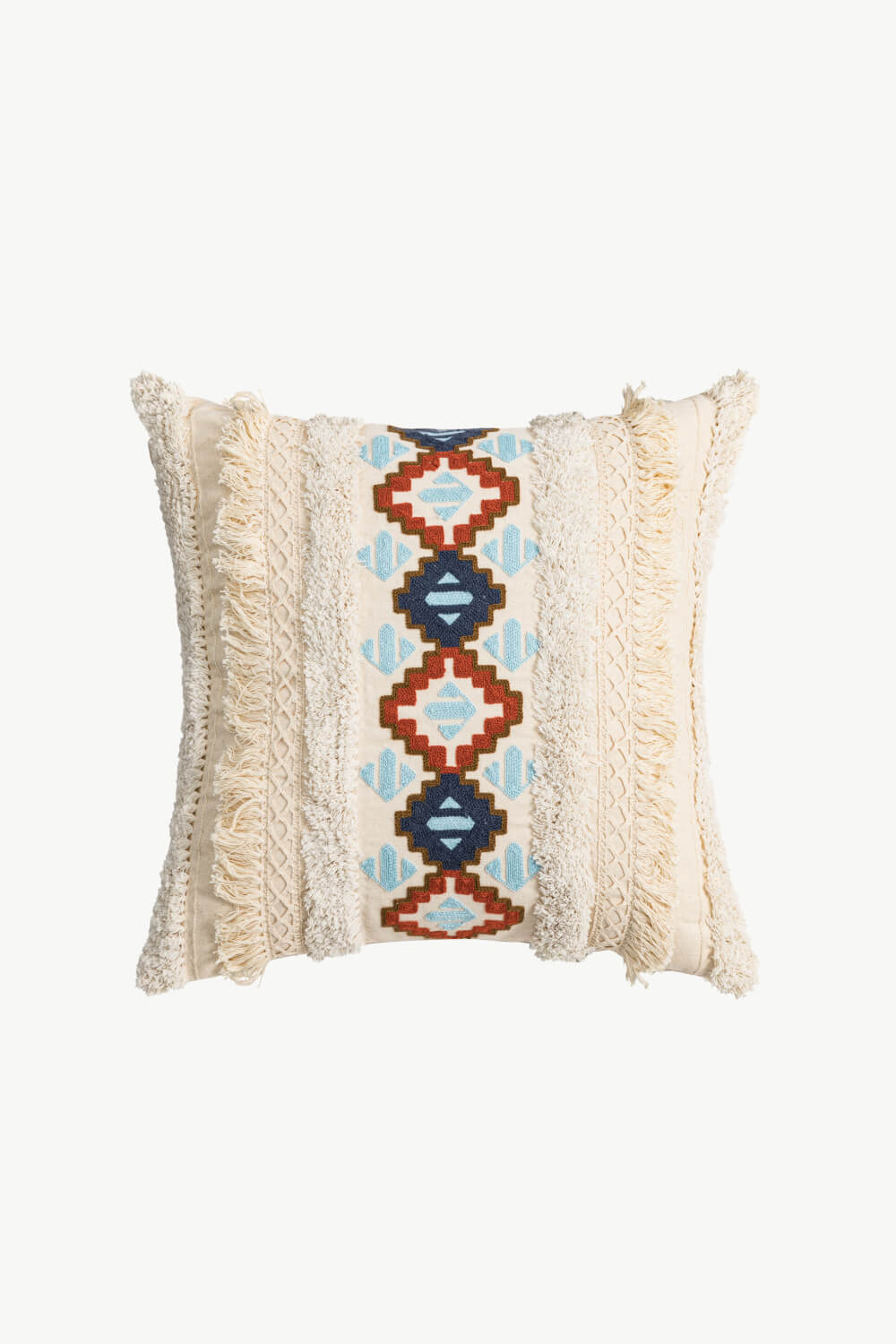 2 Styles Embroidered Fringe Detail Pillow Cover