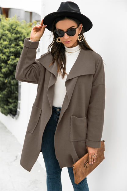 Waterfall Collar Open Front Coat