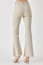 Load image into Gallery viewer, RISEN Mid-Rise Raw Hem Flare Jeans in Khaki
