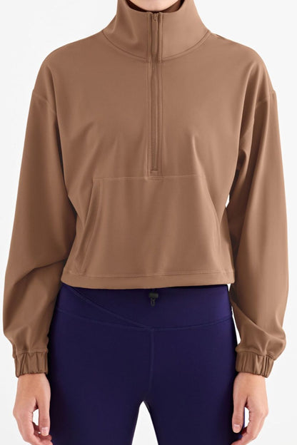 Half-Zip Dropped Shoulder Sports Top