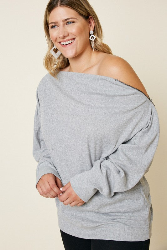 Plus Size Ribbed Side-Zip Sweater