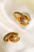 Load image into Gallery viewer, 18K Gold-Plated Inlaid Zircon Double-Hoop Earrings
