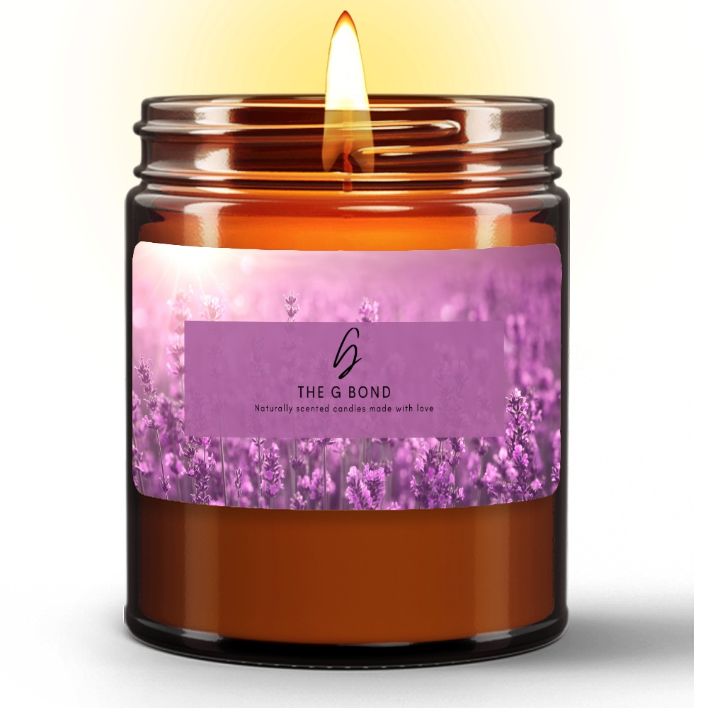 Lavender Fields Natural Wax Candle in Amber Jar