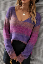 Load image into Gallery viewer, Multicolored Rib-Knit V-Neck Knit Pullover
