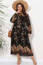 Load image into Gallery viewer, Full Size Tie Waist Round Neck Long Sleeve Midi Dress
