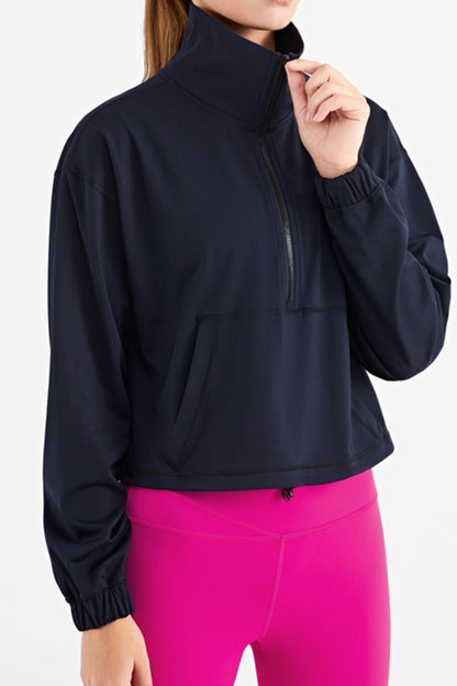 Half-Zip Dropped Shoulder Sports Top