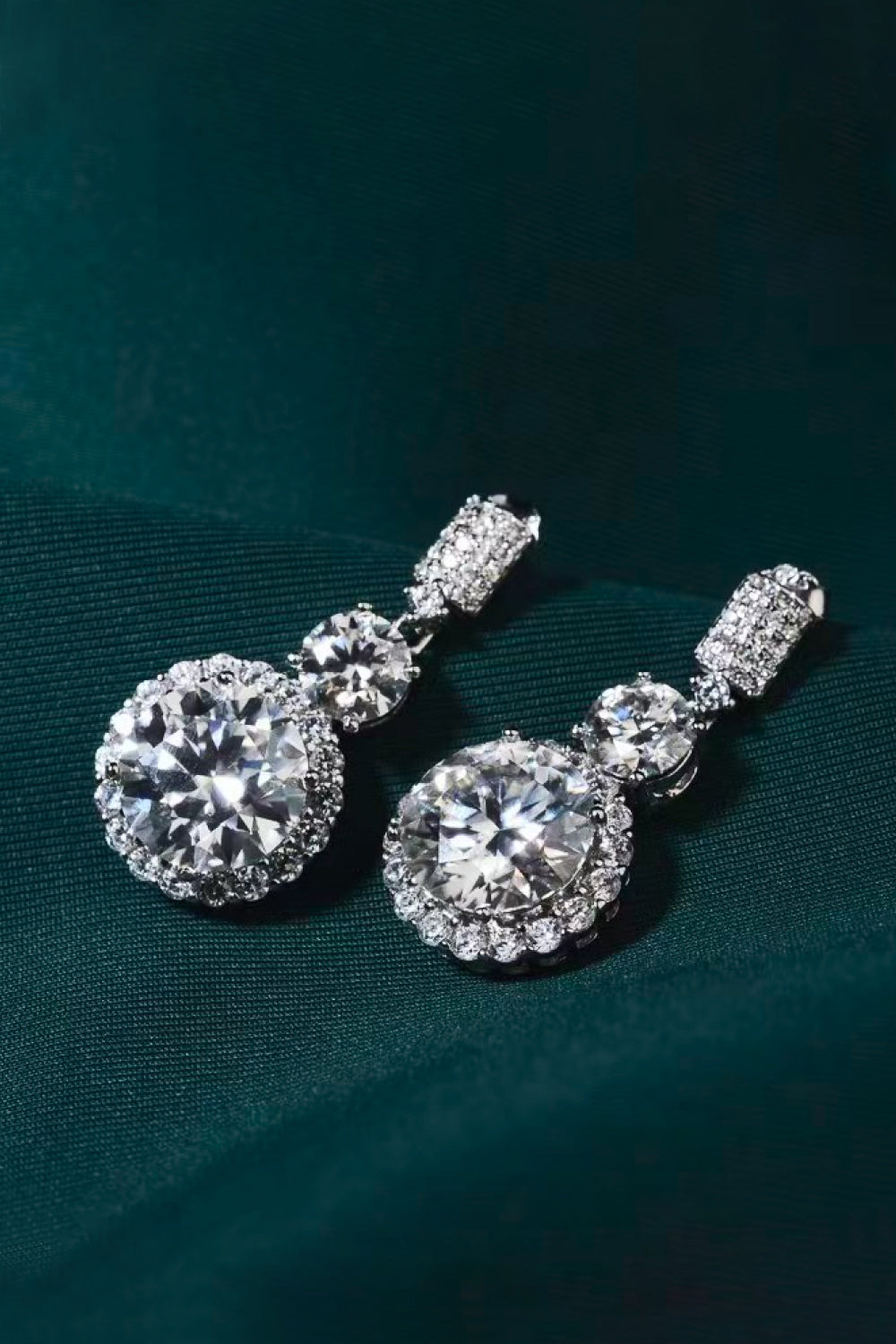 Moissanite 18K Platinum-Plated Drop Earrings