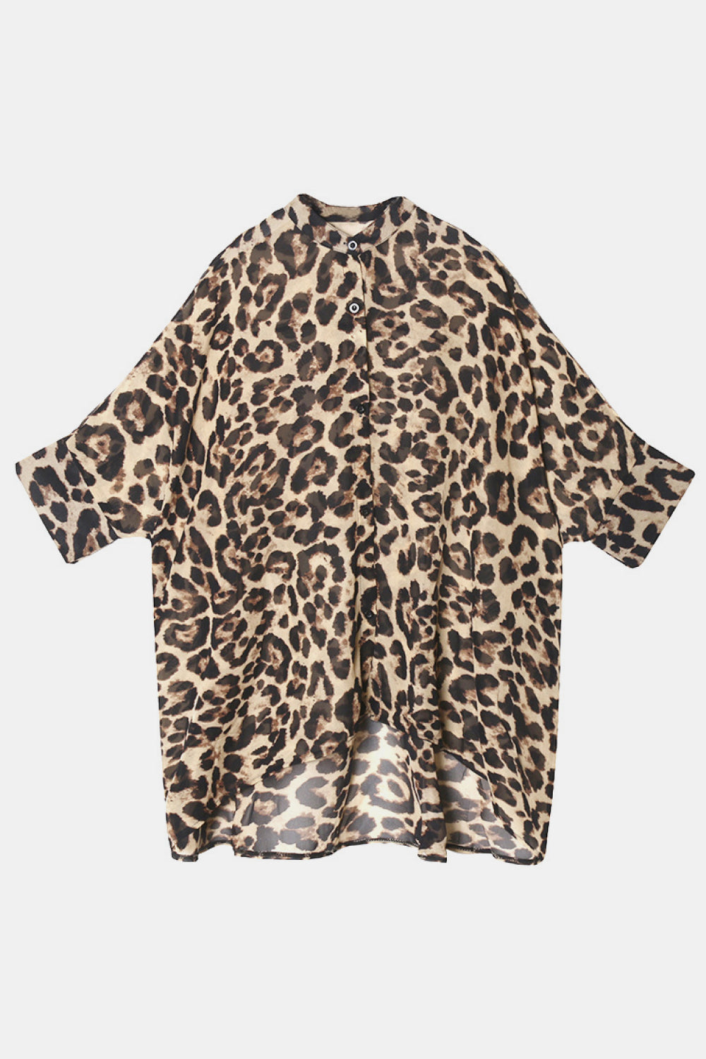 Leopard Print High-Low Button Down Blouse