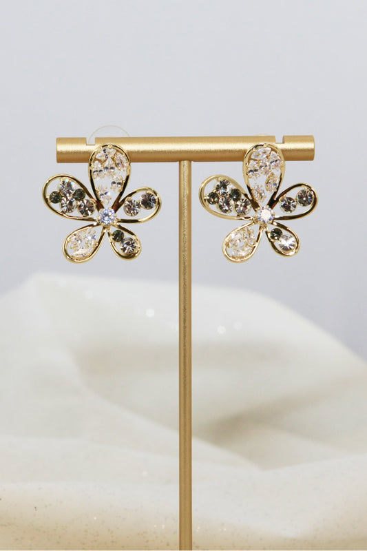 Flower Zirconia Stud Earrings