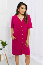 Load image into Gallery viewer, BOMBOM Sunday Brunch Button Down Midi Dress in Magenta

